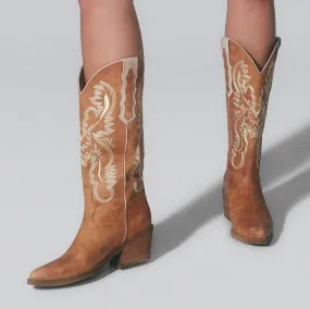 Journey western cowboy boots in tan rustic leather