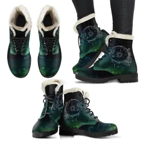 Sun and moon Faux Fur Vegan Leather Boots