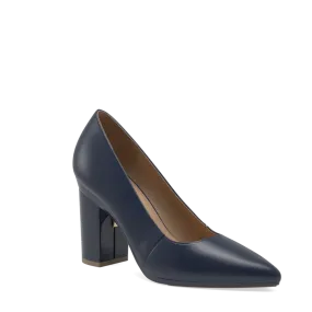 The Panel Pump - Navy Leather   Block Heel Kit 4 Navy - FINAL SALE